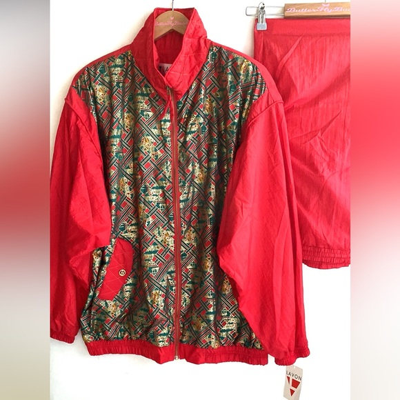 (B38) Vintage Womens Lavon Large Red Zip Up Windbreaker Jacket 90’s, NWT - Picture 15 of 15